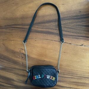 Target Black Quilted Girl Power Crossbody Bag with Chain Strap